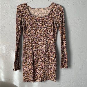 Billabong muted florals bodycon long sleeve dress